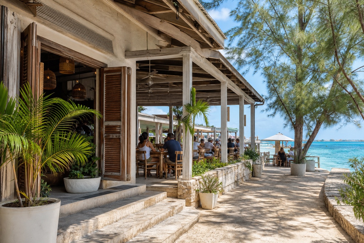 Waterfront veranda at Harbour and Palm